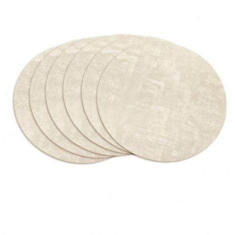 Ede Lot de 6 sets de table ronds, réversibles, en similicuir résistant à la chaleur, imperméables, oléofuges et lavables, pour intérieur et extérieur (beige) (1/4)