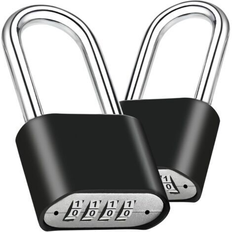 Ede Lot de 2 cadenas à combinaison robustes à 4 chiffres, étanches, pour portail extérieur, clôture, casier, abri de jardin, salle de sport, etc. (1/4)