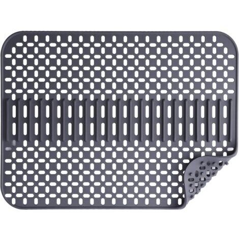 Ede Tapis d'évier en silicone - 43 x 32 cm - 1 couche - Compatible lave-vaisselle - Résistant à la chaleur et antidérapant - Gris foncé (1/5)