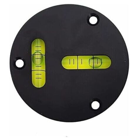 Ede Niveau universel en métal rond horizontal à bulles type T - Niveau en métal - Diamètre : 60 mm - Précision : 2 mm - Peut être fixé avec des trous de vis (noir) (1/4)