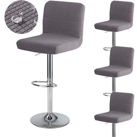 Ede Housse de tabouret de bar avec dossier, imperméable, extensible, lavable, pivotante, lot de 4, gris foncé (1/4)