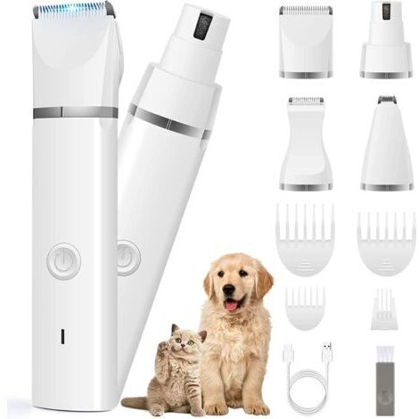 Ede Tondeuse pour chien, kit de toilettage, tondeuse à poils, tondeuse à pattes silencieuse, rechargeable, sans fil, broyeur à ongles silencieux pour chats et autres animaux de compagnie