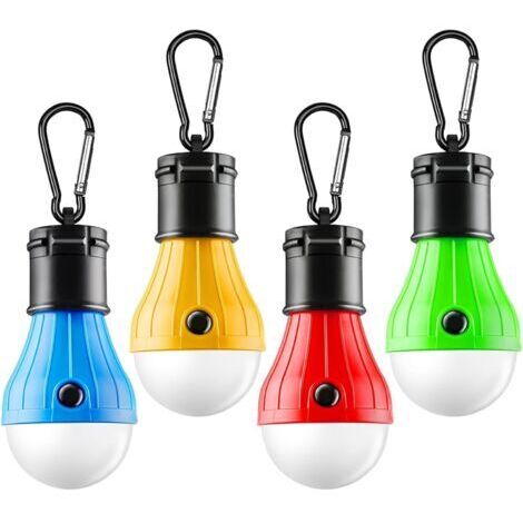 Ede Lot de 4 lampes de tente LED portables avec crochet et clip, éclairage d'urgence pour ouragan, équipement de camping pour la randonnée et les pannes de courant (1/4)