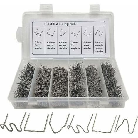 Ede Agrafes Chaudes Métal, 600 pièces Agrafes chaudes de soudage, Plastique Soudage Agrafeuse Chaude Voiture pour Réparation de Pare-Chocs de Voiture, Soudage de Carrosserie, avec Boîte (1/5)