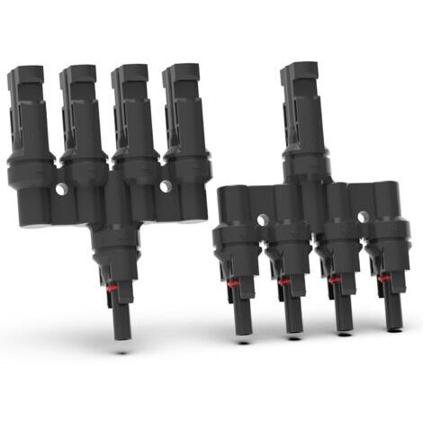 Ede Connecteurs de branche solaire de type T Répartiteur PV - Connecteur étanche pour câbles de panneaux solaires (Type T 4 à 1) (1/5)