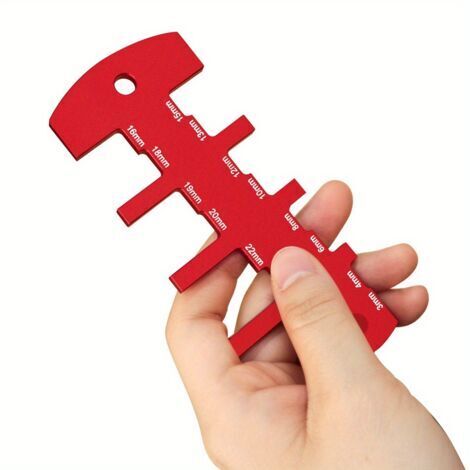 Ede Jauge de profondeur pour scie circulaire, jauge de profondeur pour défonceuse, jauge de profondeur en alliage d'aluminium, outil de limitation de hauteur, rouge (1/4)