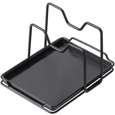 Ede Support pour couvercle de casserole, repose-cuillère de cuisine, supports pour plaque de cuisson et planche à découper avec bac de récupération (noir) (1/4)