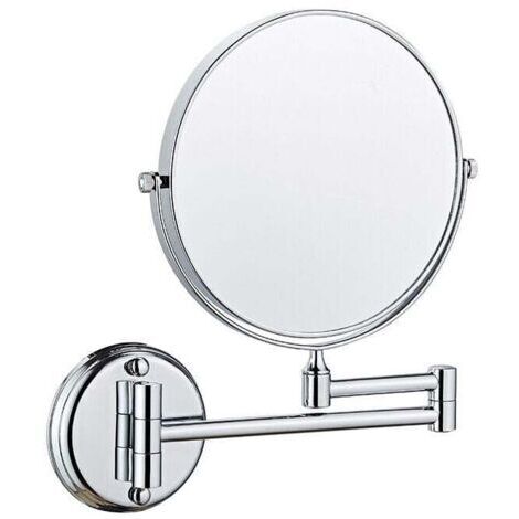 Ede - loupe télescopique pliante salle de bains maquillage miroir - 8 pouces 10x télescopique - argent blanc (1/5)
