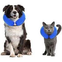 Collier de Protection Gonflable pour Petits Chiens et Chats en Convalescence Post-chirurgicale, empêche Les Chiens de Mordre et de se gratter, matériau Doux, Boucle réglable, Bleu(S)