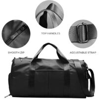 1 sac de sport avec compartiment à chaussures sac de sport sac d'entraînement pliable sac de voyage de sport étanche séparation humide et sec noir