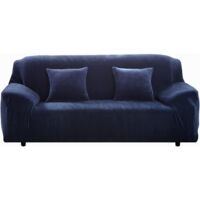 Ede housses de canapé épaisses 1/2/3/4 places pure color sofa protector velvet easy fit elastic fabric stretch couch slipcover (bleu, 2 places 145-185cm)