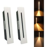 Ikodm – Lumière encastrée escalier 3W – LED CREE COB blanc chaud – IP65 pour intérieur et extérieur – Lot de 2 pièces – Dimensions 158x34x46mm