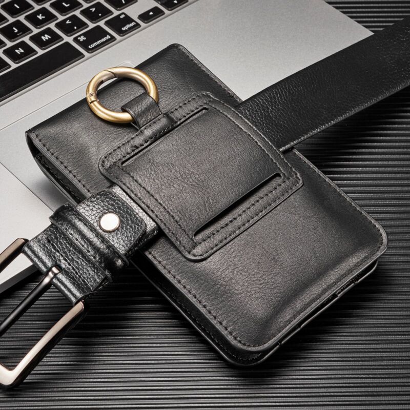 Étui Ceinture Pour Téléphone - Modèle Cheval Avec Embouts Et étriers - Marron Simili