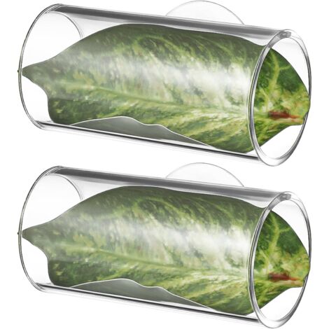 Ensemble de tunnel en deux parties pour poissons betta, fabriqué en acrylique transparent avec des feuilles artificielles, un endroit caché dans l'aquarium pour se reposer et explorer (installation pa (1/5)