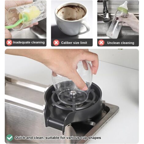 Rince-verre pour évier de cuisine, noir - Nettoyant pour évier de