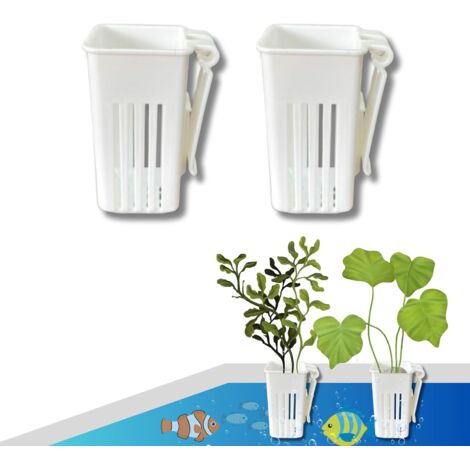 Support pour plantes d'aquarium, jardinière flottante pour aquarium (panier blanc)