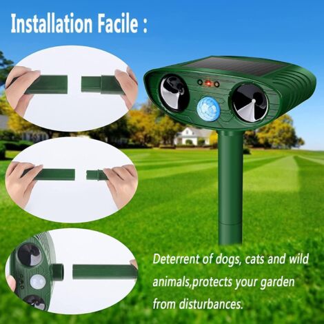 Repulsif Solaire à Ultrasons Pour Animaux – Anti-chien, écureuil, Lapin, étanche IPX4 Pour Jardin, Terrasse, Camping