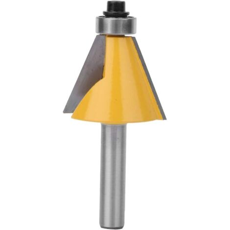 Fraise à chanfreiner à 22,5 degrés avec roulement, adaptée au contreplaqué - outil de travail du bois à pointe en carbure thermo-revêtue pour un contournage de bord net et précis.