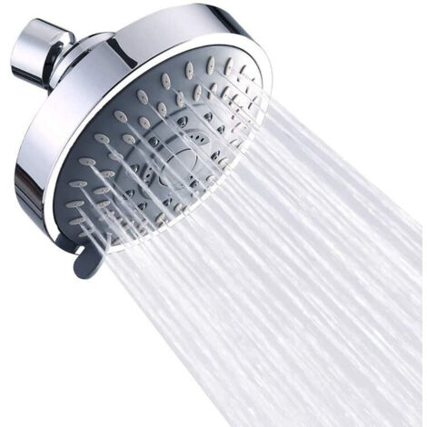 Pommeau de douche haute pression 5 jets Pommeau de douche réglable pour salle de bain Pommeau de douche fixe Pommeau de douche pluie orientable à 360° Pommeau de douche grand débit Rotule métallique o (1/4)