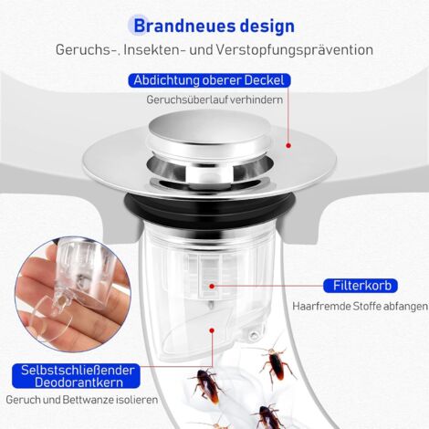 Bouchon D'évier Attrape-cheveux 8 Cm - Filtre Anti-colmatage Acier Inoxydable, Compatible Diamètre 33-35 Mm