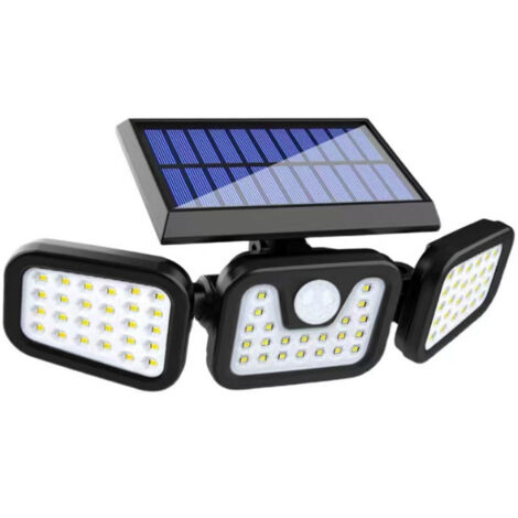 Projecteur solaire extérieur 6000mAh avec détecteur de mouvement, 128 LEDs, IP65 – Sécurité pour jardin, allées, garage, énergie solaire, détection automatique, haute luminosité (1/3)