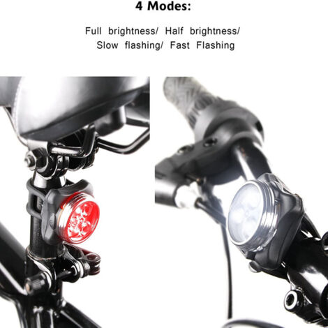 Feu Arrière Vélo Rechargeable USB - LED Clignotant 5 Modes, Sangle Incluse, Pour Vélo, Course, Sécurité