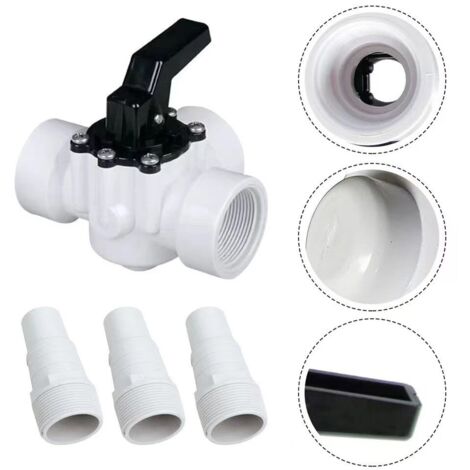 Vanne de dérivation trois voies Zodiac Jandy 4715 de 1,5 pouce, vanne de piscine blanche, vanne de contrôle à 3 ports avec 3 accessoires d'interface (1/5)