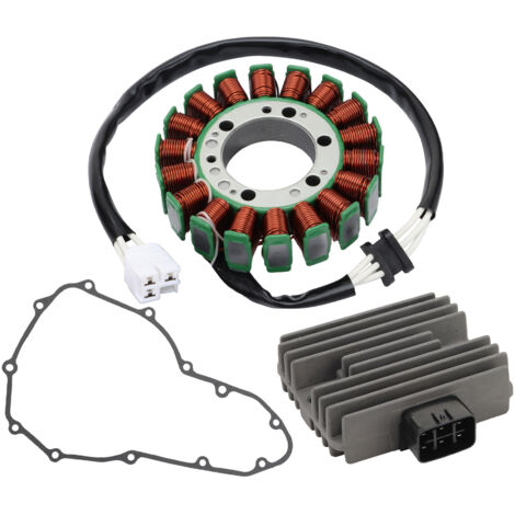 Kit de réparation du système de charge Kawasaki ER-6N ER650 comprenant bobine/redresseur/tampon papier, compatible avec les modèles de motos 2012-2017 (ensemble de 3 pièces).