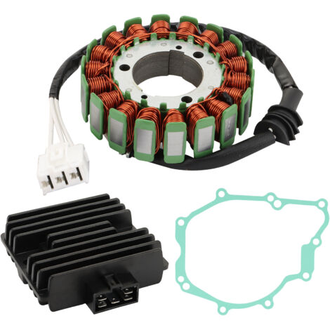 Kit de réparation pour système de charge YAMAHA FZ6, FZ6R, XJ6 (3 pièces) : bobine, redresseur et tampon papier inclus. Compatible avec les modèles 2009-2017.