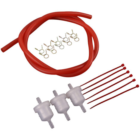 Le kit de durite d'essence GOOFIT pour moto comprend un filtre à essence transparent et un ressort de maintien. Longueur : 100 cm. Caractéristiques : diamètre extérieur 8 mm / diamètre intérieur 4 mm. (1/5)