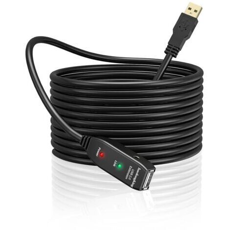 Câble d'extension USB, répéteur actif USB2.0 Un mâle à une femelle Longs câbles avec amplificateur de signal, 10M (1/5)