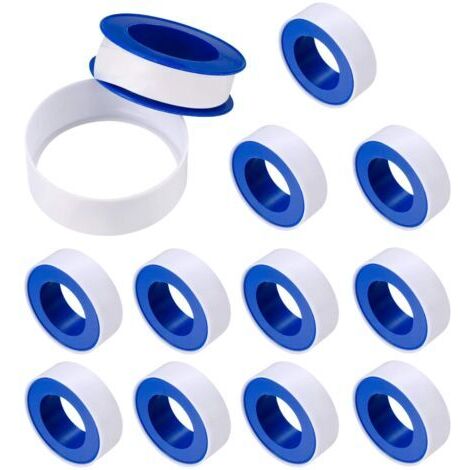 PTFE Ruban Étanchéité, Industrial Ruban de Marquage, Téflon de Plomberie Joint Rubans, 12mm x 10m Rouleau de Scotch pour Tuyaux - 12 Pcs (1/4)