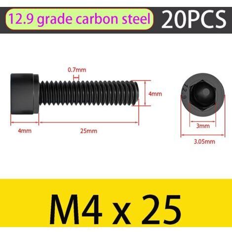 M4x25mm Vis à Tête Cylindrique, Boulons à Tête Hexagonale(Lot de 20), Entièrement Filetée Boulons en Acier au Carbone, Vis à Tête Cylindrique à Six Pans Creux (1/5)