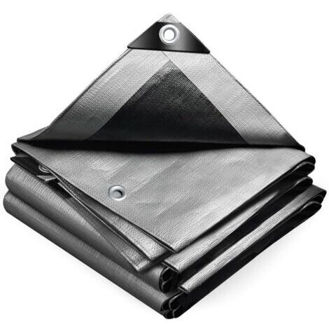 Bâche de Protection en Polyéthylène 240g/m² Bâche Imperméable Ultra Lourde et Résistante Revêtue des Deux côtés avec Oeillets en Aluminium Couverture Étanche pour Jardin, Piscine 2x3m (1/5)