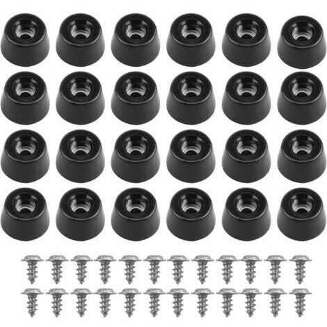 24pcs Petit Patin en Caoutchouc Noir (21 15 12mm) Pieds de Planche à Découper, Pied Caoutchouc, Meubles Et Équipements Électroniques, Équipés De Vis en Acier Inoxydable, Résistants Et Silencieux (1/5)
