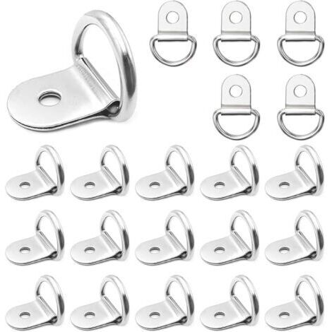 20 Pièces Anneau D'arrimage, Anneau Arrimage Remorque, Crochet Arrimage Solide en Forme de D en Acier Inoxydable, Traction Anneaux de Montage pour Remorque Camions Bateaux Autos (1/5)
