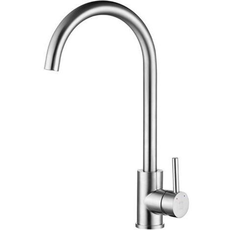 Robinet de Cuisine Mitigeur Évier à Poignée Unique, Arc Élevé Débit Élevé 360, Acier Inoxydable Économe en Eau [Classe A+] Exclusivité Amazon (1/4)