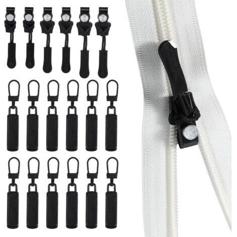 Kit de réparation de fermeture éclair - 24 pièces - 3 tailles - Pour réparation de fermetures éclair universelles - Pour vêtements, literie, sacs, vestes (1/5)
