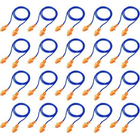 Bouchons d'oreilles filaires Ulisem, 20 paires, réutilisables, en silicone, antibruit, pour dormir, protection auditive, bleu (1/4)