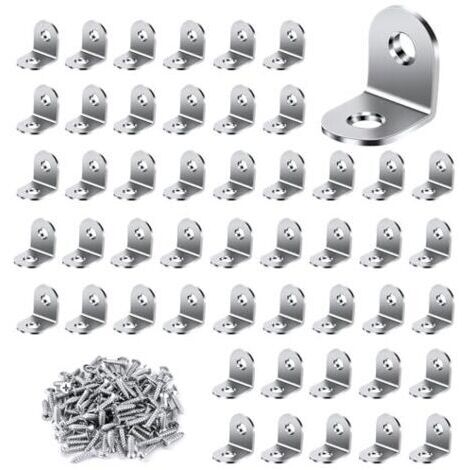 Équerre de Fixation 50 Pièces, 20x20mm Équerre Métal avec 100 pièces Vis Equerre Assemblage Inox Equerre de Fixation Angle Droit Support pour la Fixation et la Réparation de Meubles (1/5)