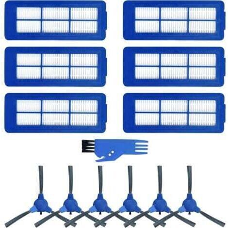 Accessoires pour aspirateur robot, pour Eufy RoboVac 11S MAX/15C MAX/30C MAX/G30, 6 filtres + 6 brosses latérales+1 brosse de nettoyage bleue (1/5)