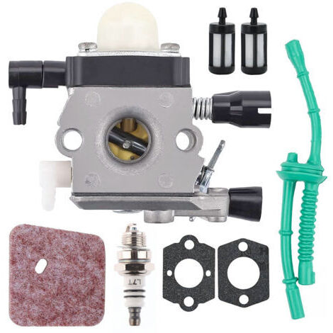 Kit Carburateur pour Stihl FS38 FS45 FS46 FS55 HS45 HK45 KM55 FC55 Débroussailleuse, ADEFOL Carburateur avec Joints + Bougie + Filtre à Air + Filtre Pièces de Rechange Accessoire (1/4)