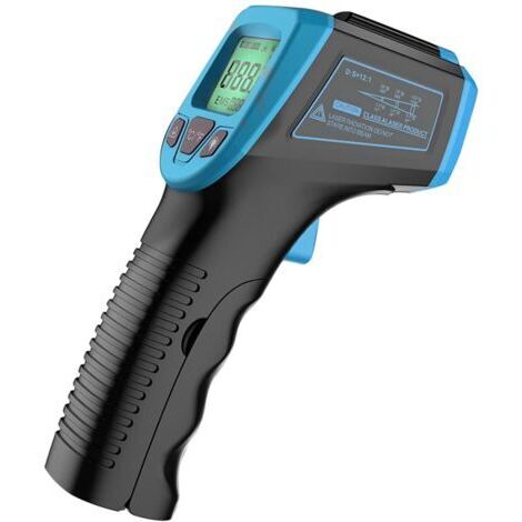 Pistolet thermomètre infrarouge, pistolet de température numérique sans contact -50 °C à 1112 °F (-50 °C à 600 °C) avec écran LCD, bleu (1/5)