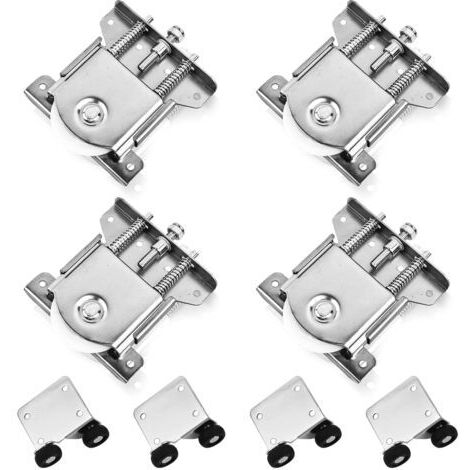 4 Pièces Roulette Porte Coulissante Placard, Kit Porte Coulissante Pour Armoires Placard, Blanc Galvanisé Anticorrosion- Pour Portes Coulissantes, Armoires, Vitrines (1/5)