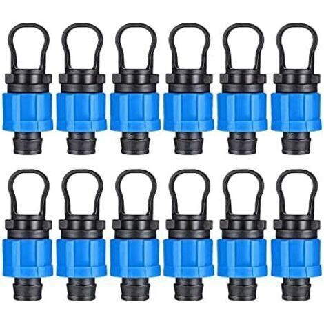 CSPARKV Lot de 12 bouchons d'extrémité d'irrigation goutte à goutte 1/2" - Raccord universel - Compatible avec les bandes goutte-à-goutte de 16 à 17 mm (1/5)