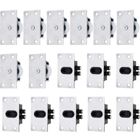 CSPARKV Lot de 16 roulettes de rechange pour porte coulissante - Accessoires de meubles pour armoires (1/5)