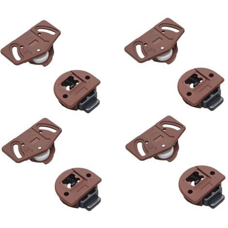 4 paires de Porte Coulissantes pour Porte de Garde-robe avec guide pour armoires encastrées, Roulette Placard, Roues Rouleaux pour Armoire, Vitrines, Remplacement Porte Rouleau (1/5)