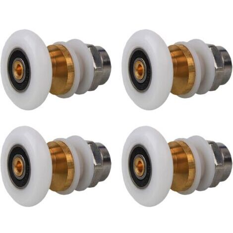 Roulettes Porte de Douche 20mm, Roulette Porte Coulissante Douche en Laiton 4 Pièces pour Rouleau pour Remplacement de Douche Coulissante Verre Porte Coureurs Rouleaux (20MM) (1/5)
