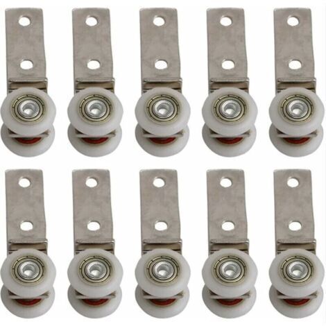 CSPARKV 10 pack 1,9 cm Coude de conduit en métal Roulement Bloc de poulie avec deux Plastique de roue pour porte coulissante fenêtre Cabinet (1/4)