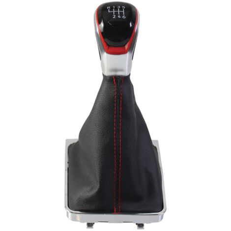 Convient pour la Volkswagen Passat B6, kit de modification du pommeau de levier de vitesse avec garniture rouge et coutures rouges, ensemble 5 vitesses (une pièce). (1/4)